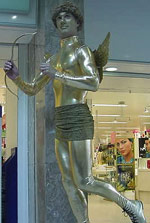 Living statue in store